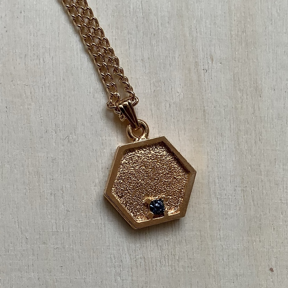 New vintage minimalist March aquamarine birthstone pendant necklace